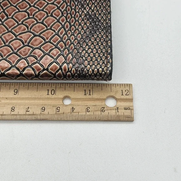 Miche Purse Shell Clutch Snake Print Faux Leather Bronze Brown Magnetic Closure - Picture 8 of 10